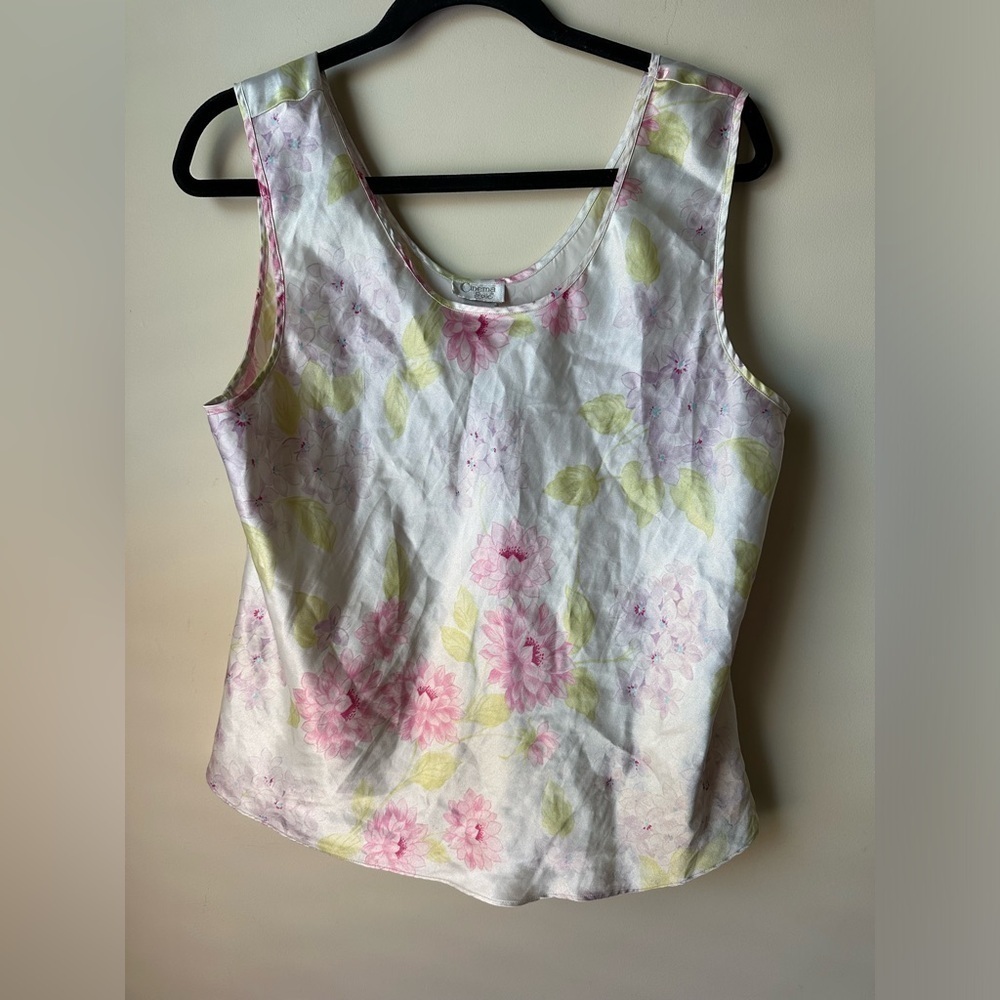 Vintage Cinema Etoile Women’s Camisole Sleeveless Blouse Floral Tank Top Size XL